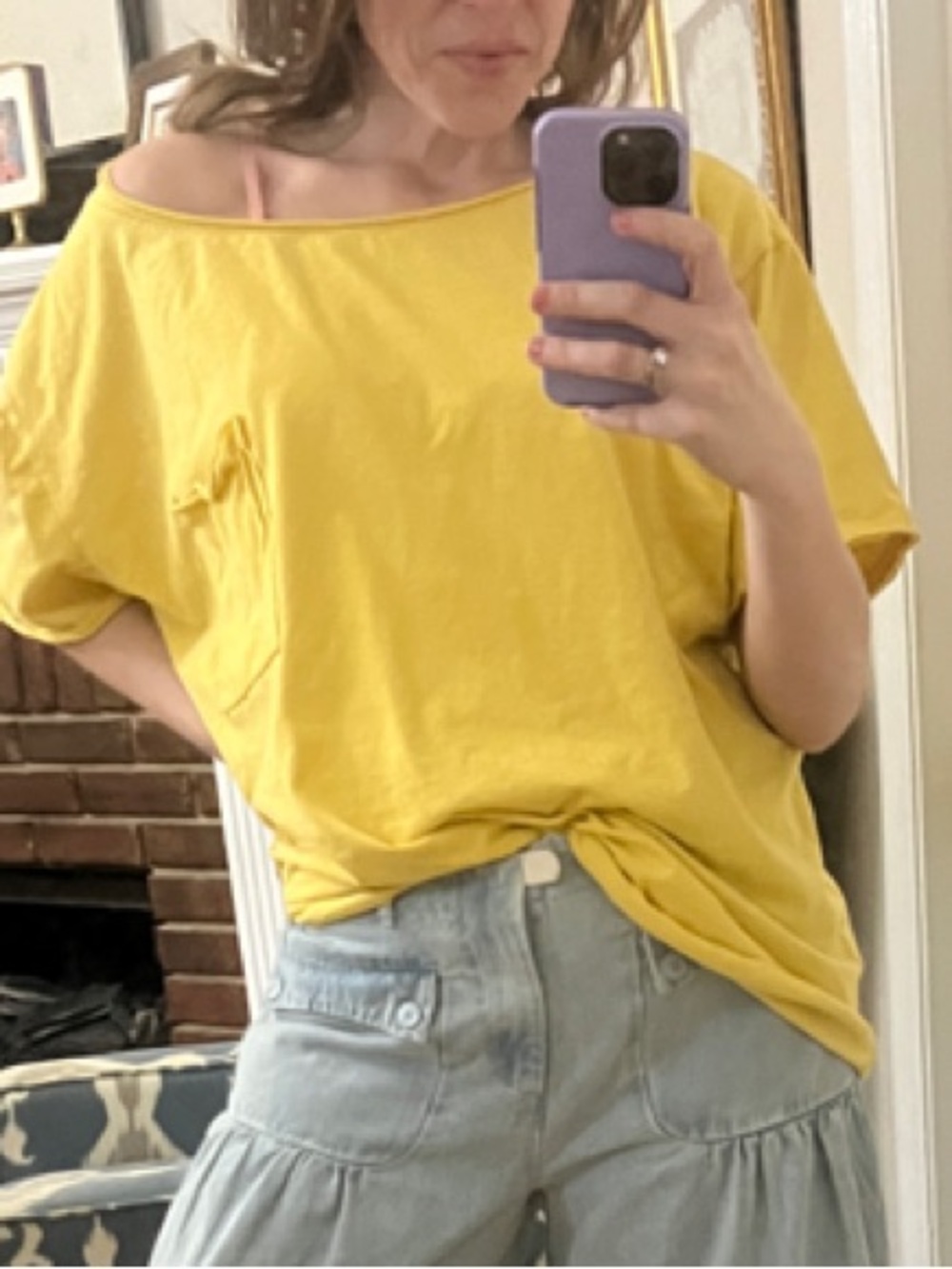 Zenana Outfitters Golden Yellow Oversized Boxy Pocket Tee
